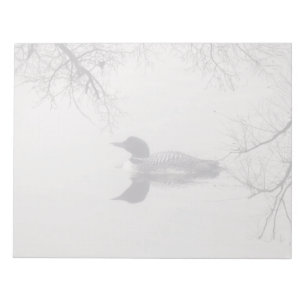 Common Loon Swims in a Northern Lake in Winter Notepad