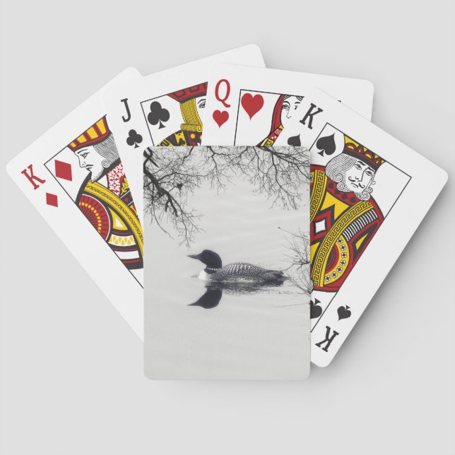 Common Loon Swims in a Northern Lake in Winter Playing Cards (Back)