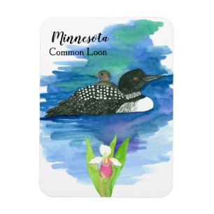 Common Loon Waterfowl Bird Watercolor Magnet