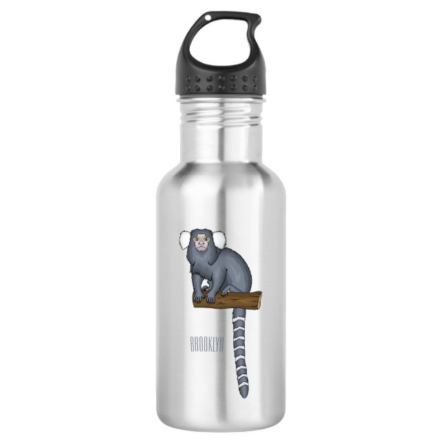 Common marmoset cartoon illustration 532 ml water bottle (Front)