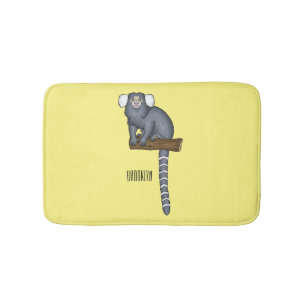 Common marmoset cartoon illustration bath mat