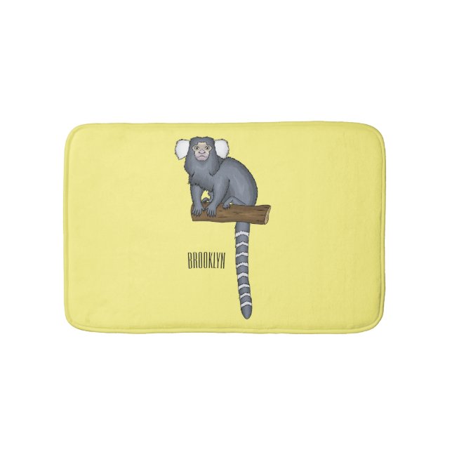 Common marmoset cartoon illustration bath mat (Front)