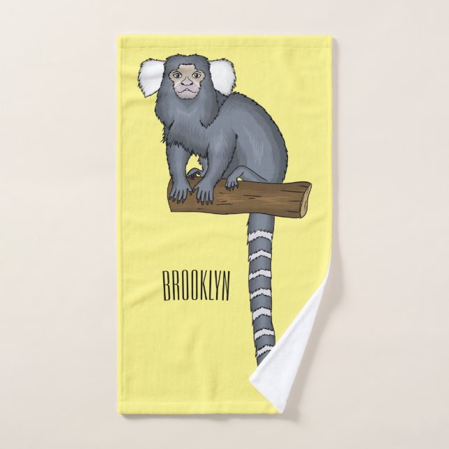 Common marmoset cartoon illustration bath towel set (Hand Towel)