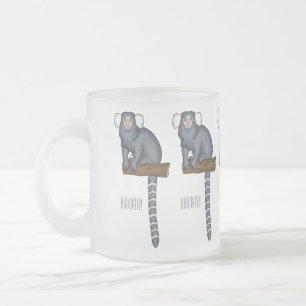 Common marmoset cartoon illustration frosted glass coffee mug