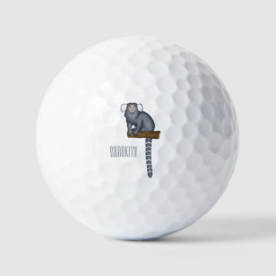 Common marmoset cartoon illustration golf balls