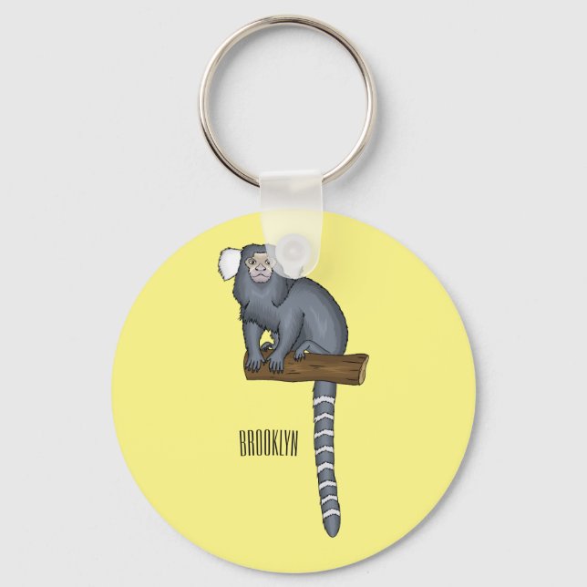Common marmoset cartoon illustration key ring (Front)