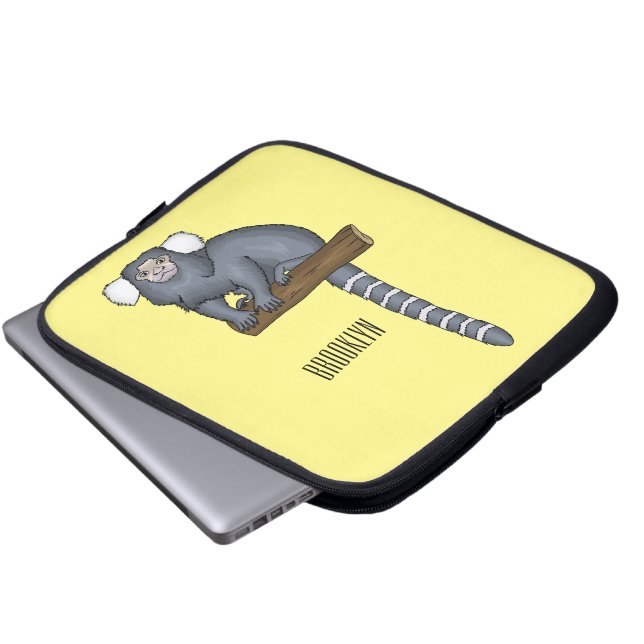 Common marmoset cartoon illustration laptop sleeve (Front Bottom)