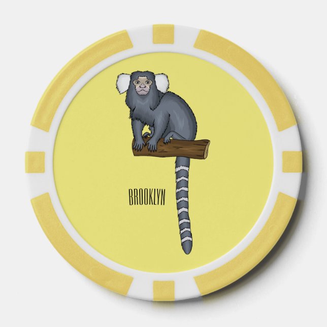 Common marmoset cartoon illustration poker chips (Front)