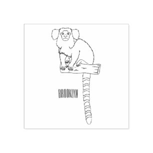 Common marmoset cartoon illustration rubber stamp