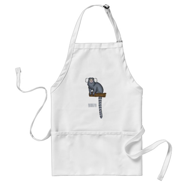 Common marmoset cartoon illustration standard apron (Front)