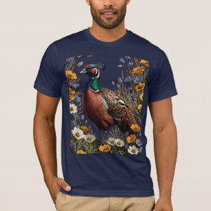 Common Pheasant Amongst Purple Flowers T-Shirt