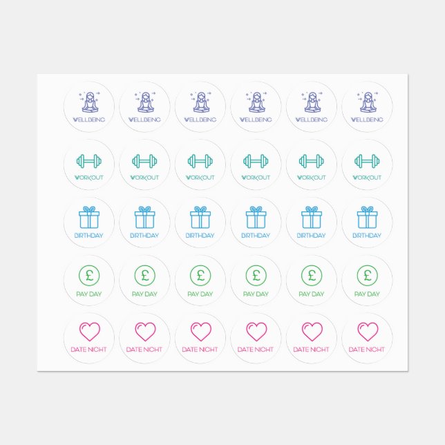 Common Planner / Organiser Sticker / Labels (Sheet)