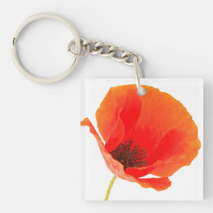 Common Poppy flower Key Ring
