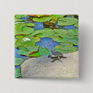 Common Snapping Turtle - Chelydra serpentina 15 Cm Square Badge