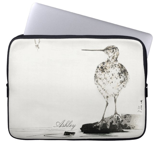 Common Snipe Vintage Bird Illustration Personalise Laptop Sleeve (Front)