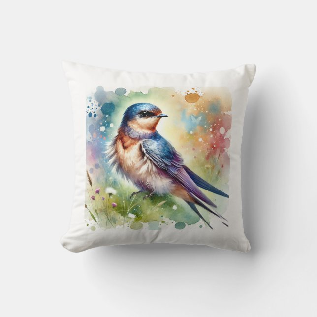 Common Swift Bird 180724AREF111 - Watercolor Cushion (Front)