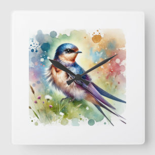 Common Swift Bird 180724AREF111 - Watercolor Square Wall Clock
