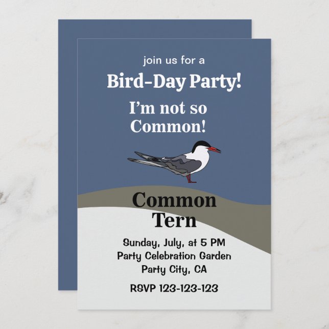 Common Tern Seabird Funny Birthday Party Invitation (Front/Back)