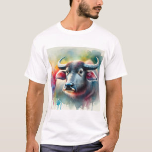Common Water Buffalo 110724AREF111 - Watercolor T-Shirt
