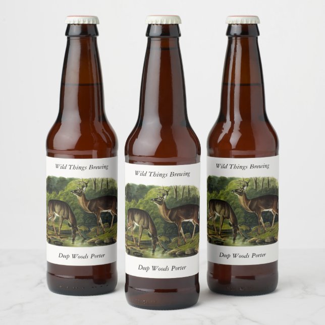 Common (White-tailed) Deer - Audubon's Quadrupeds Beer Bottle Label (Bottles)