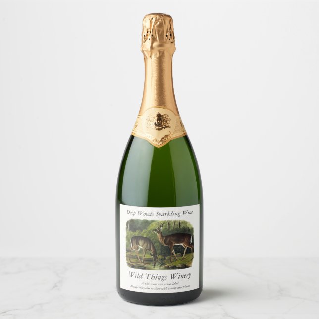 Common (White-tailed) Deer - Audubon's Quadrupeds Sparkling Wine Label (Front)