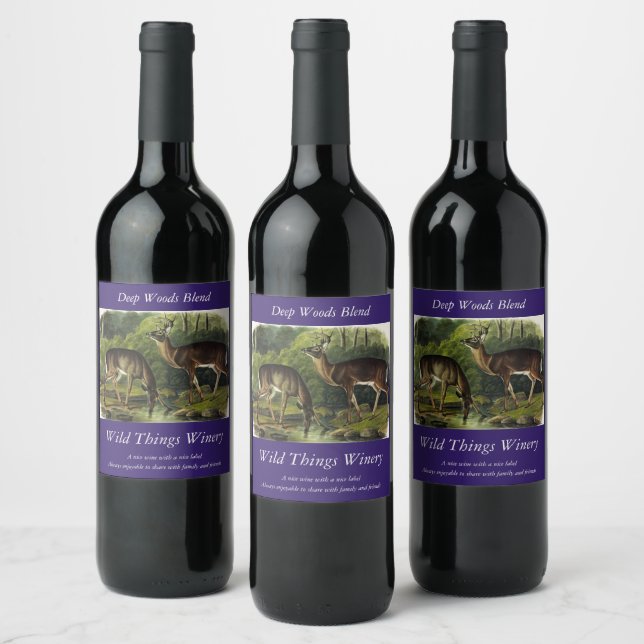 Common (White-tailed) Deer - Audubon's Quadrupeds Wine Label (Bottles)
