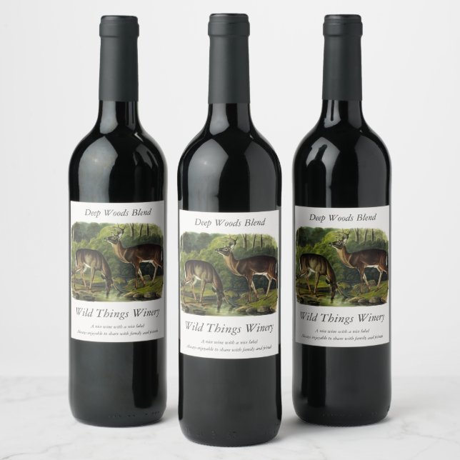 Common (White-tailed) Deer - Audubon's Quadrupeds Wine Label (Bottles)