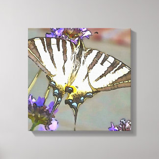 Common Yellow Swallowtail On Lilac Flowers Black O Canvas Print