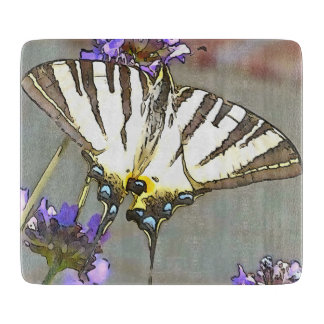 Common Yellow Swallowtail On Lilac Flowers Black O Cutting Board