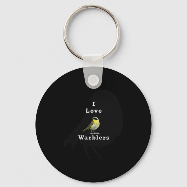 Common Yellowthroat Warbler ”i Love Warblers” Prem Key Ring (Front)