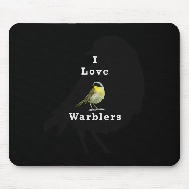 Common Yellowthroat Warbler ”i Love Warblers” Prem Mouse Mat (Front)