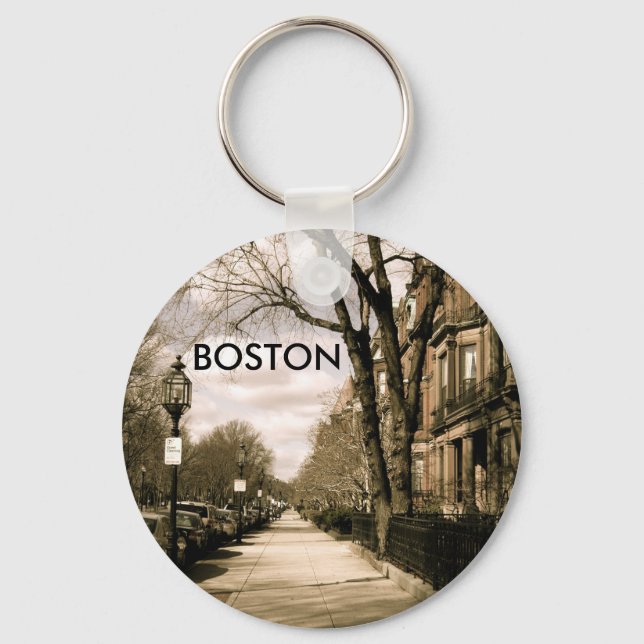 Commonwealth Avenue Neighborhood (sepia) Key Ring (Front)