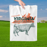 Commonwealth Of Virginia Come Smell Our Dairy Air Reusable Grocery Bag<br><div class="desc">A funny logo for the Commonwealth of Virginia. There are cows here. From the Blue Ridge Mountains to the ocean,  there is so much more to Virginia than just cows,  but let's focus on the cows for this one.</div>