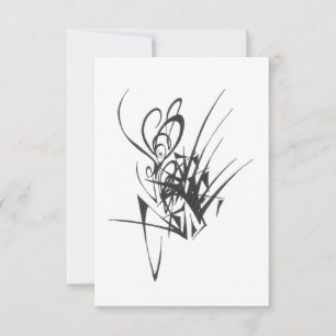 Commotion Black White Abstract Tribal Tattoo Art Thank You Card