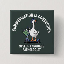 Communication Is Connection Speech Language Goose 15 Cm Square Badge