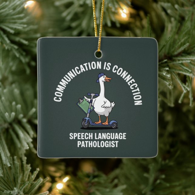 Communication Is Connection Speech Language Goose Ceramic Ornament (Tree)