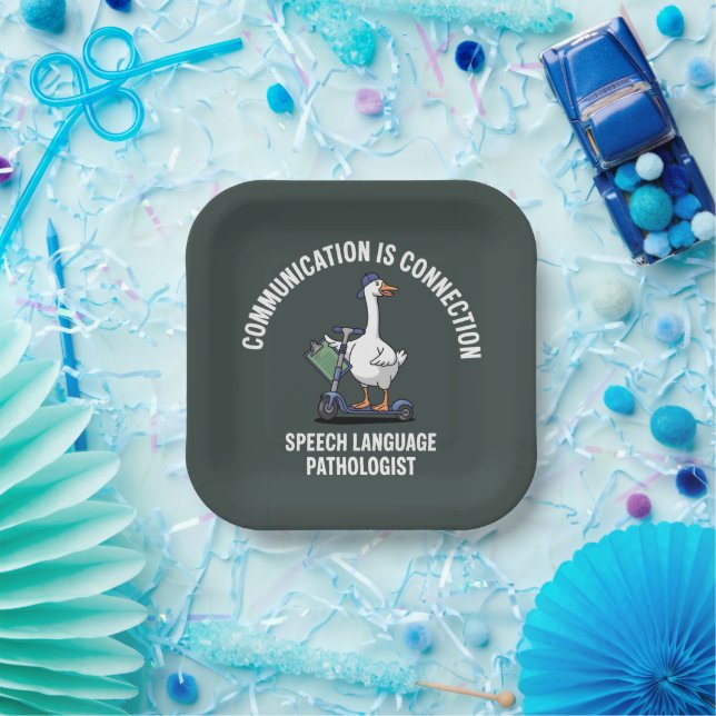 Communication Is Connection Speech Language Goose Paper Plate (Party)