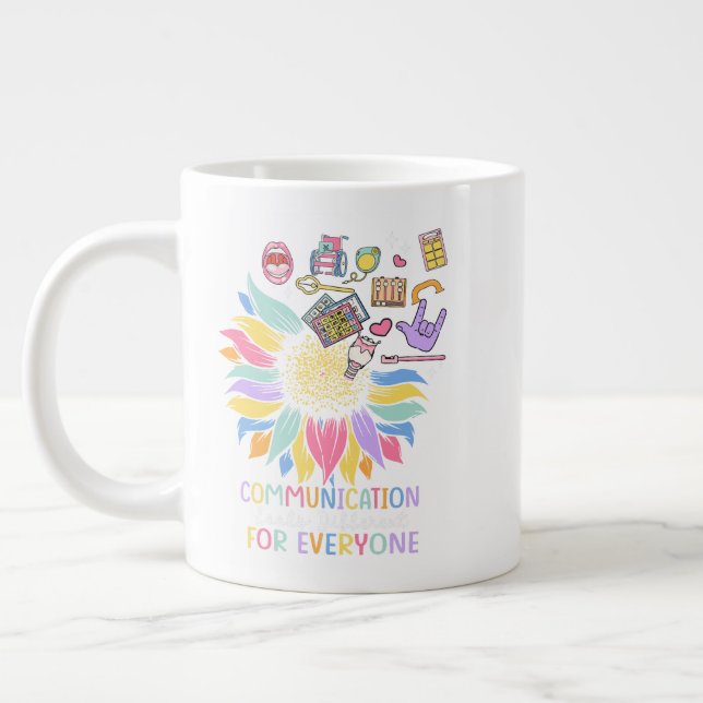 Communication Looks Different For Everyone Sunflow Large Coffee Mug (Left)