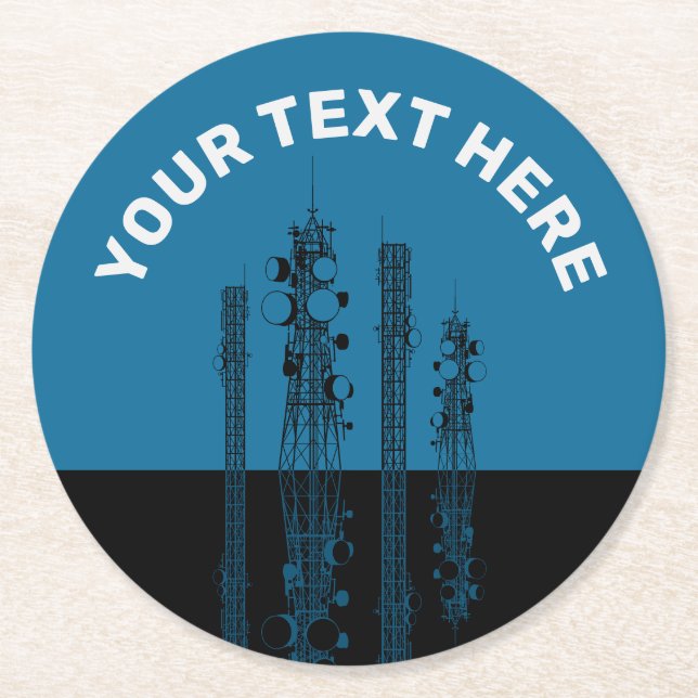 Communication Towers Round Paper Coaster (Front)