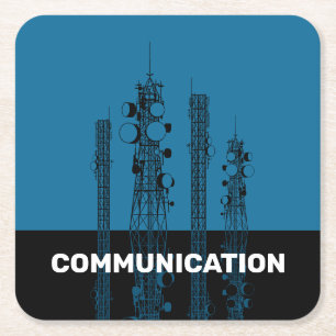 Communication Towers Square Paper Coaster
