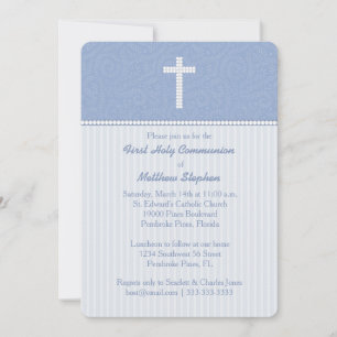 Communion Blue Vines and Stripes Invitation