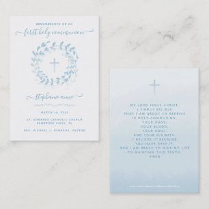 Communion Blue Wreath and Cross Business Card