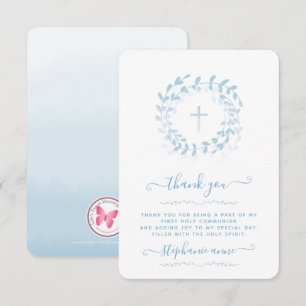 Communion Blue Wreath and Cross Invitation