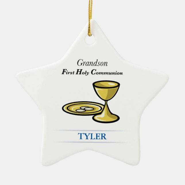 Communion Body and Blood Grandson Ceramic Tree Decoration (Front)