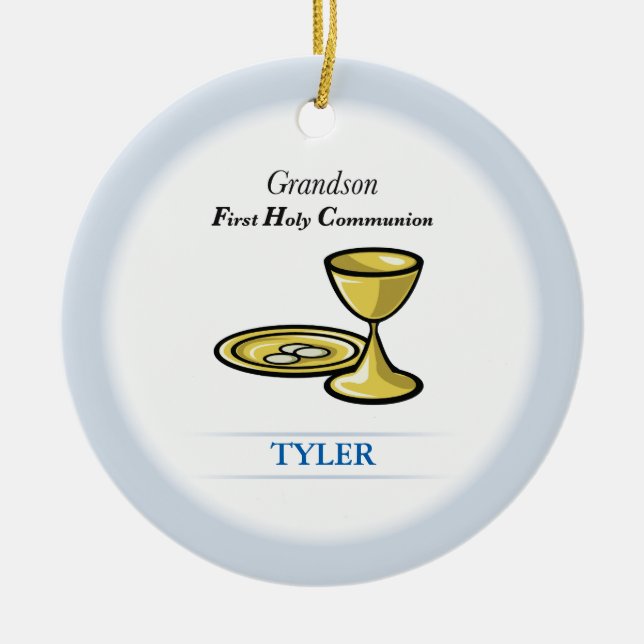 Communion Body and Blood Grandson Ceramic Tree Decoration (Front)