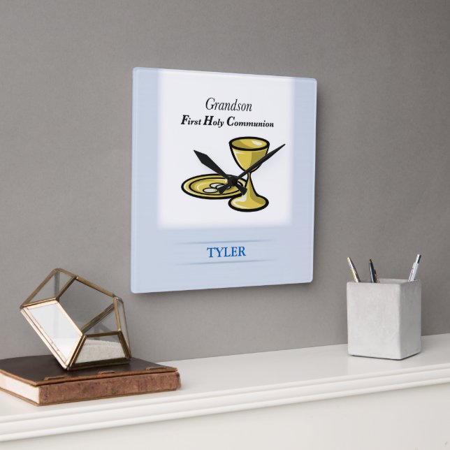 Communion Body and Blood Grandson Square Wall Clock (Office)