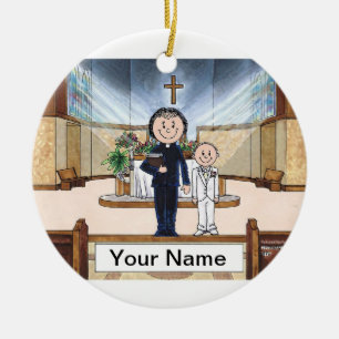 Communion, Boy - Female Priest Ceramic Tree Decoration