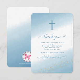 Communion Cross Blue Watercolor Invitation