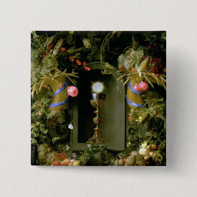 Communion cup and host 15 cm square badge (Front)