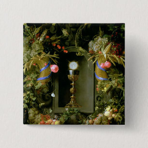 Communion cup and host 15 cm square badge